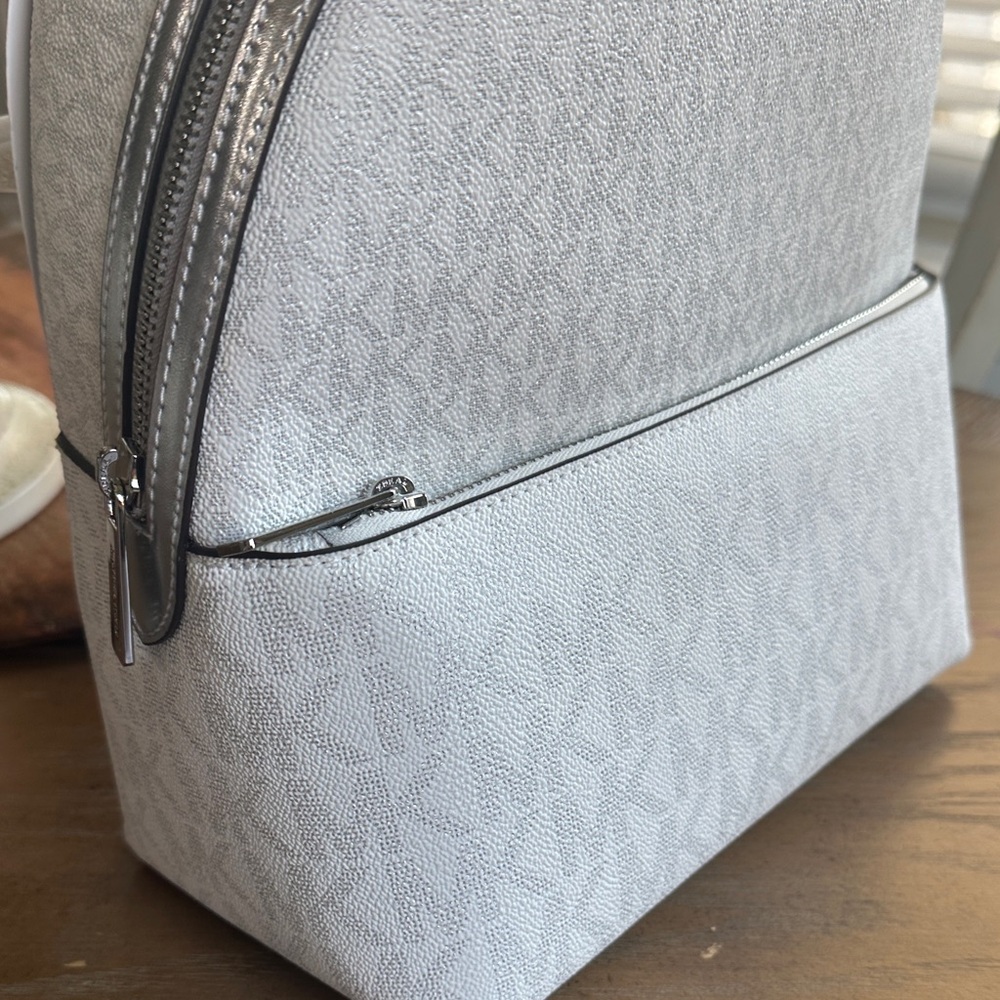 MICHAEL Michael Kors White Signature MK Dome Backpack - Picture 7 of 8